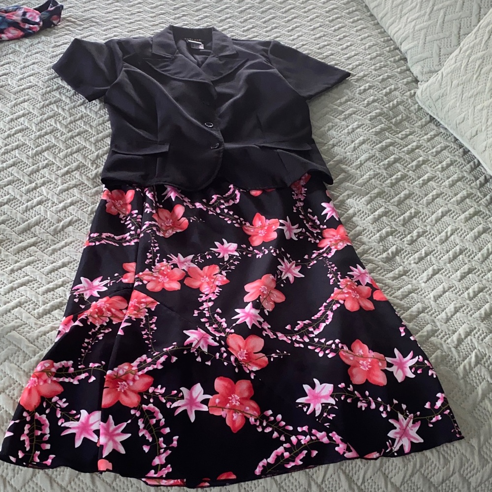 Floral Skirt and Jacket Set